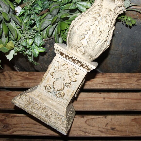 Shabby Ornate 16" Old World French Country Cream & Gold Decor Finial - Picture 3 of 10
